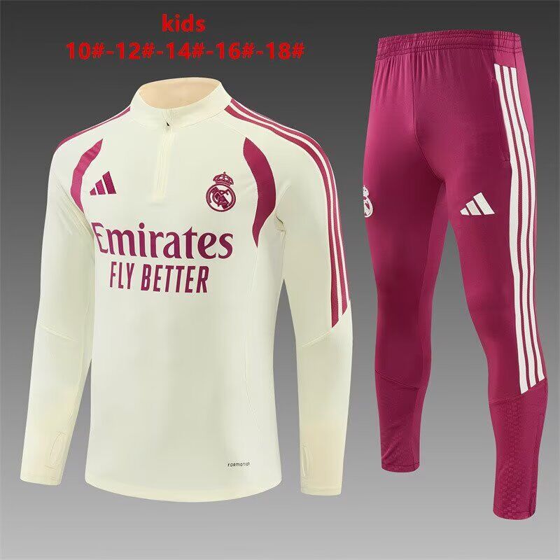 Kids Real Madrid 26/27 Tracksuit - Light Yellow/Pink